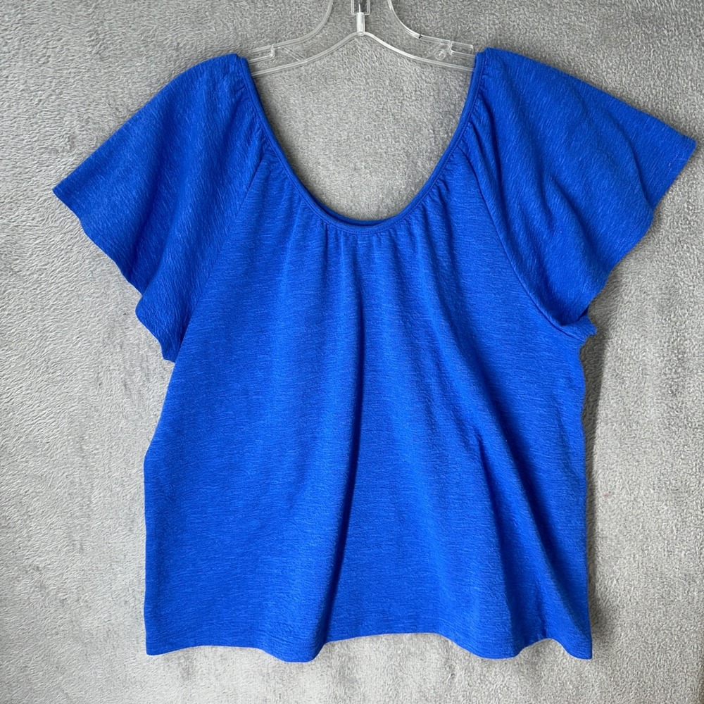 Banana Republic Blue Textured Knit Short Sleeve Top Women's Size M
